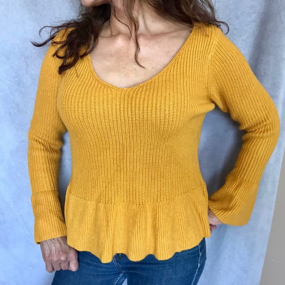 Mustard peplum sweater